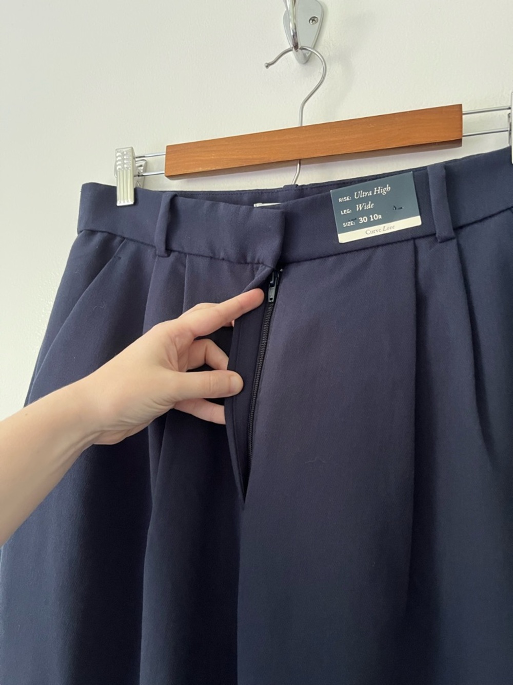 NEW Abercrombie & Fitch Sloane Tailored Wide Leg Pants Curve Love Blue 10 30 R - Picture 3 of 12